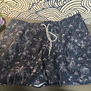 Goodfellow Blue Swim Trunks with Tropical Print